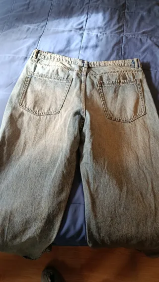 Pantalón vaquero baggy azul mujer