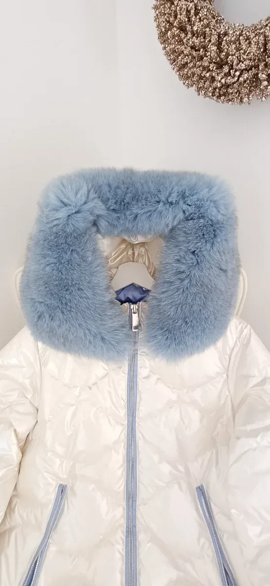 Plumífero LOcoluxo Premiu blanco capucha azul