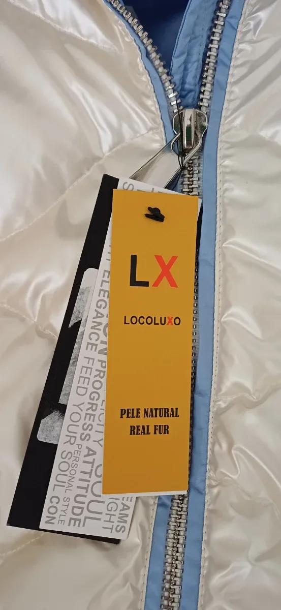 Plumífero LOcoluxo Premiu blanco capucha azul