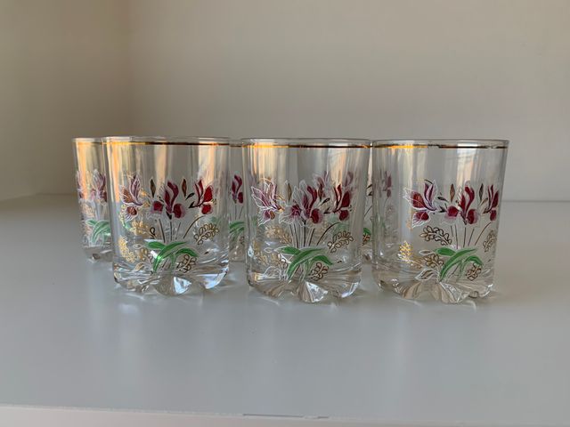 Set 6 Bicchieri Vintage Cerve Rock Rosa Floreali