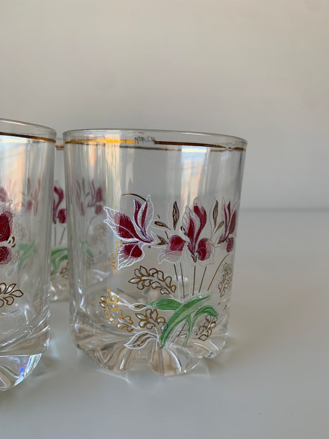 Set 6 Bicchieri Vintage Cerve Rock Rosa Floreali