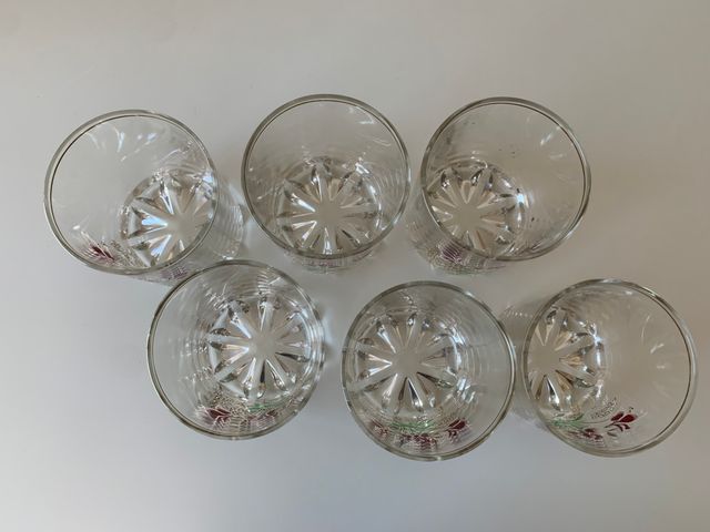 Set 6 Bicchieri Vintage Cerve Rock Rosa Floreali