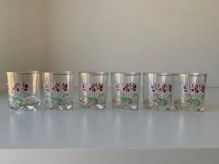 Set 6 Bicchieri Vintage Cerve Rock Rosa Floreali