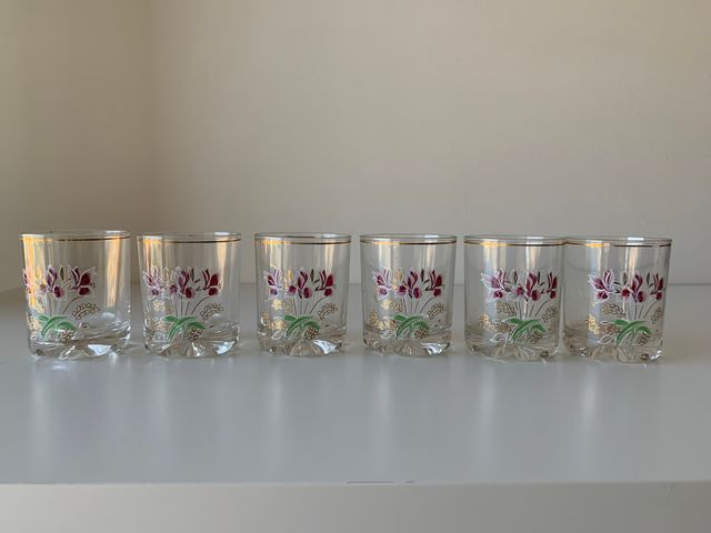 Set 6 Bicchieri Vintage Cerve Rock Rosa Floreali