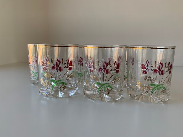 Set 6 Bicchieri Vintage Cerve Rock Rosa Floreali