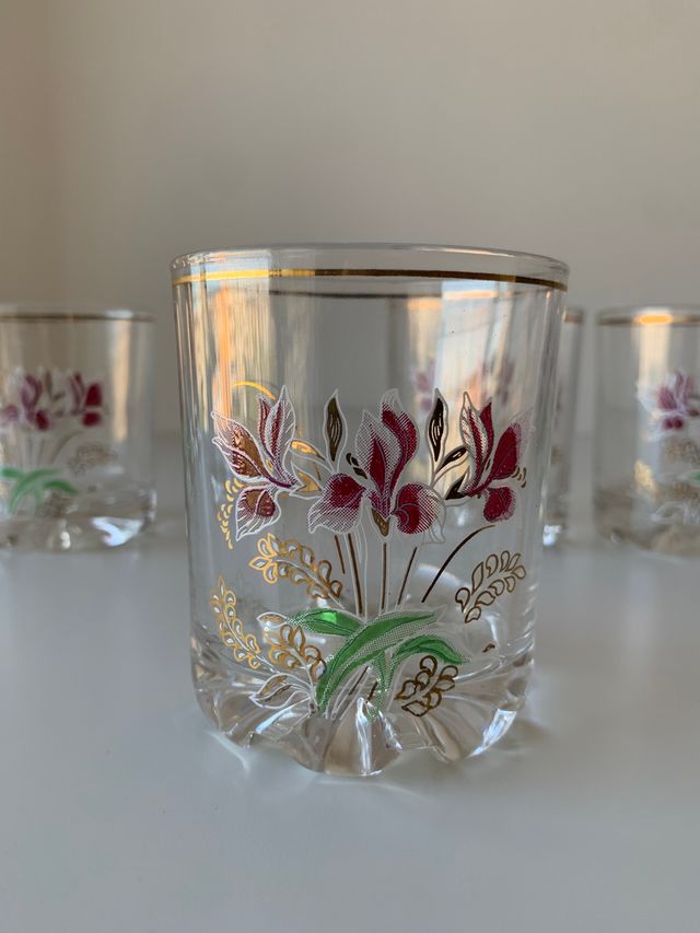 Set 6 Bicchieri Vintage Cerve Rock Rosa Floreali