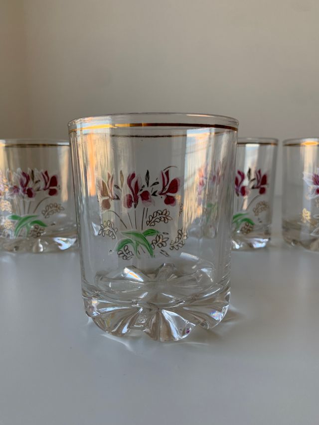 Set 6 Bicchieri Vintage Cerve Rock Rosa Floreali