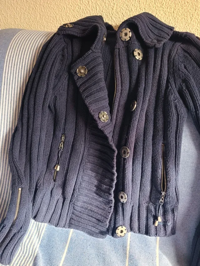 Cárdigan de punto azul mujer