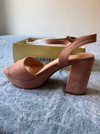 Sandalias rosa nude tacón plataforma