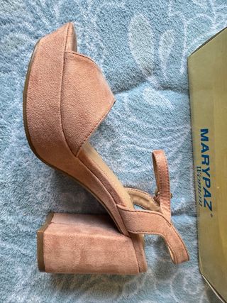 Sandalias rosa nude tacón plataforma