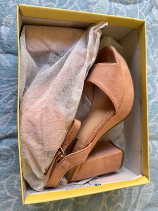 Sandalias rosa nude tacón plataforma