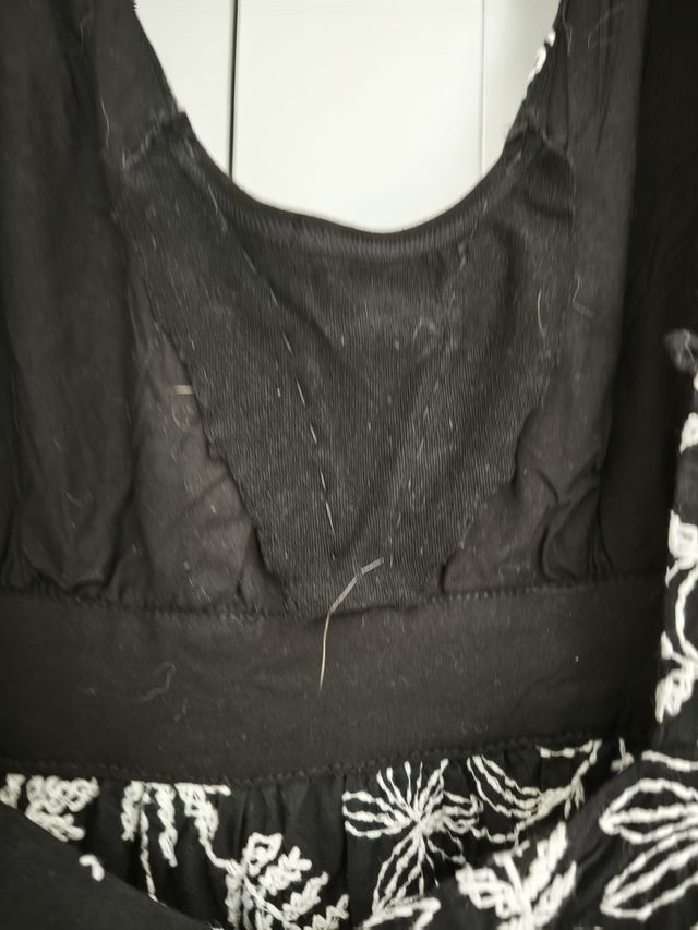 Vestido largo Zara bordado negro y blanco T.XS