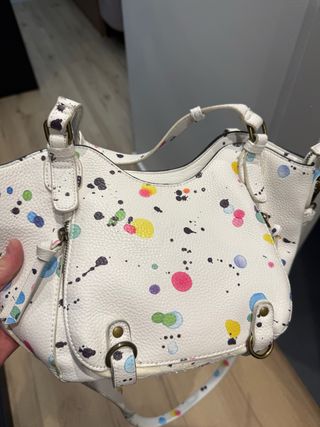 Bolso Desigual blanco con manchas multicolor