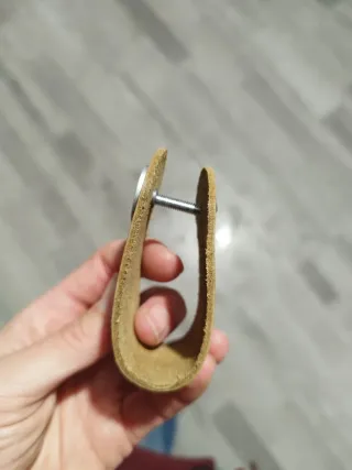 5 Tiradores Cuero Marrón y Plata