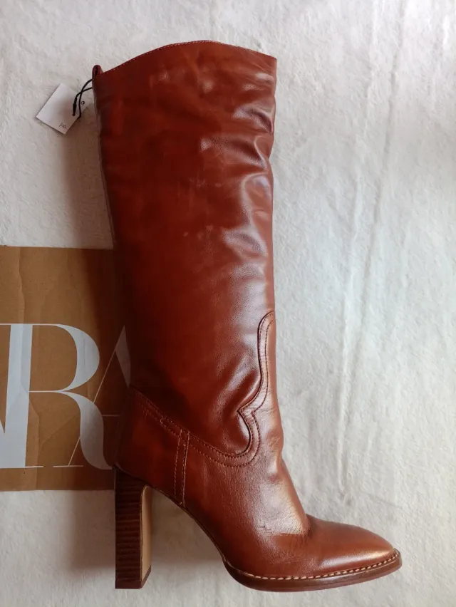Botas altas piel Zara marrones sin estrenar