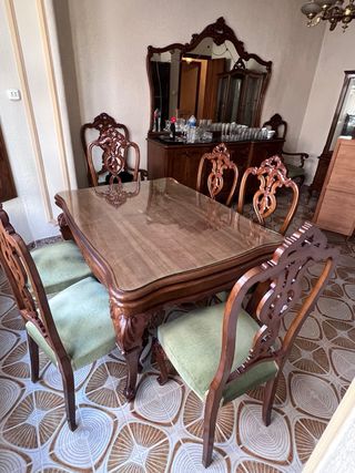 Mesa de comedor extensible de madera