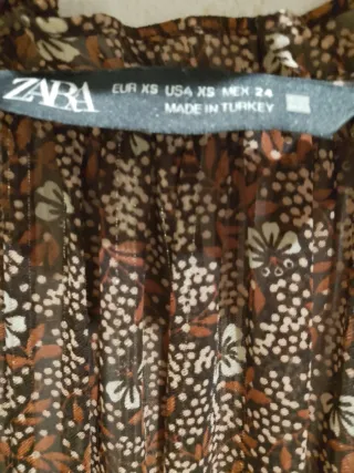 Vestido Zara Estampado Marrón Talla XS