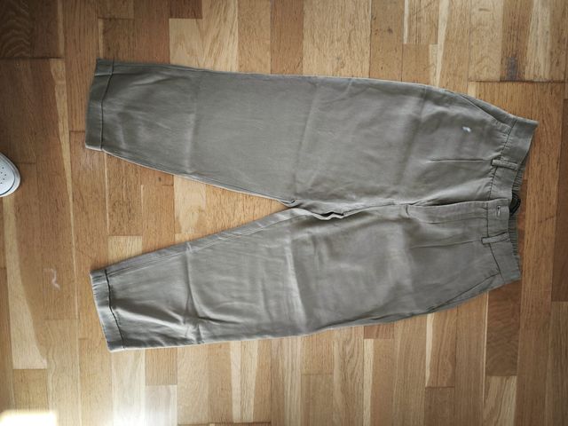 Pantalón Zara Lino Beige Tobillero Talla XS