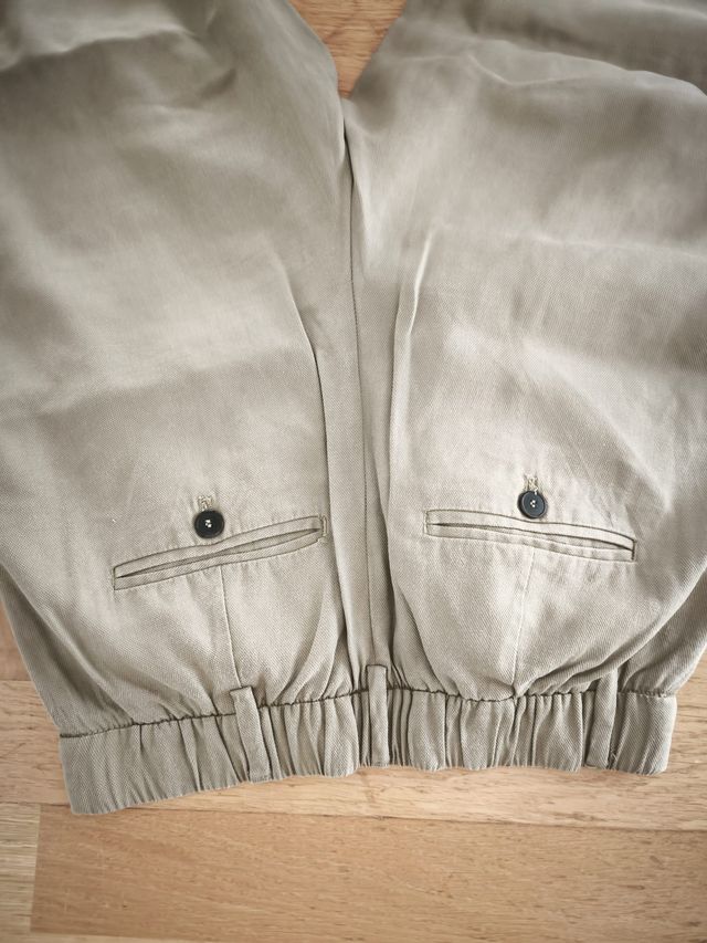 Pantalón Zara Lino Beige Tobillero Talla XS