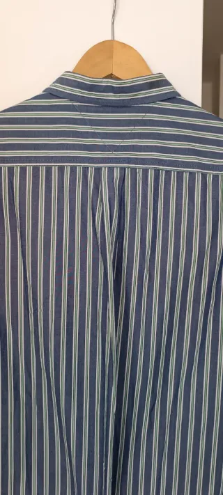 Camisa Tommy Hilfiger Rayas Azul y Verde Talla M