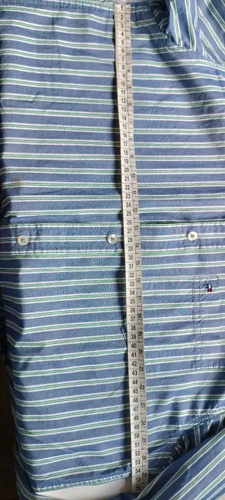 Camisa Tommy Hilfiger Rayas Azul y Verde Talla M