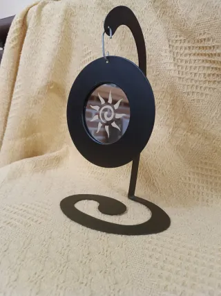 Portacandele con specchio a forma di sole