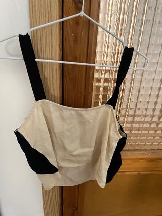 Top Zara Negro y Beige Talla XS