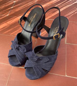 Sandalias YSL modelo Farrah Terciopelo Azul 37,5