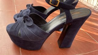 Sandalias YSL modelo Farrah Terciopelo Azul 37,5