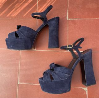 Sandalias YSL modelo Farrah Terciopelo Azul 37,5