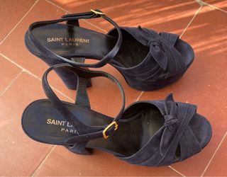 Sandalias YSL modelo Farrah Terciopelo Azul 37,5