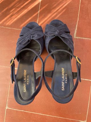 Sandalias YSL modelo Farrah Terciopelo Azul 37,5