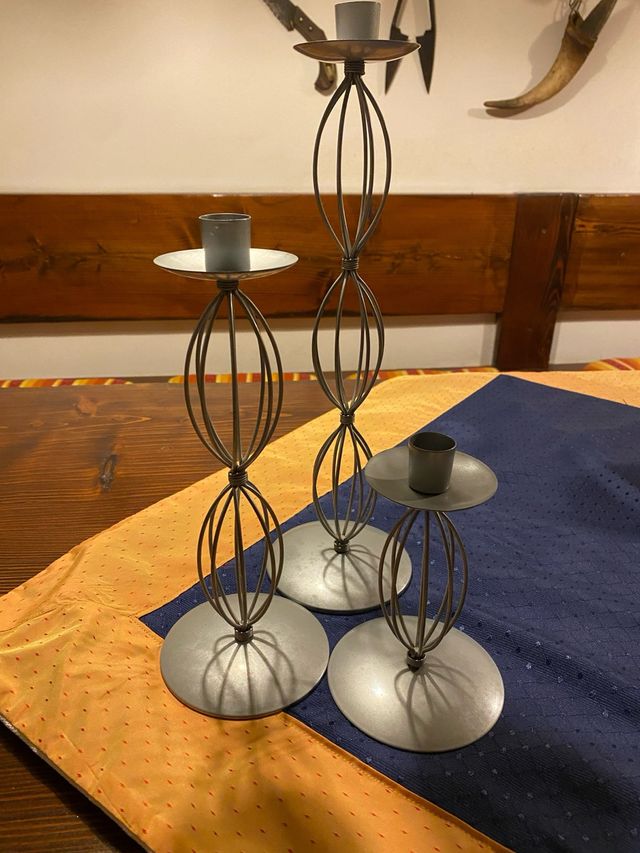 Set 3 Portacandele Metallo