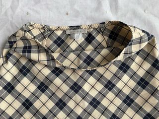 Falda de cuadros beige y azul