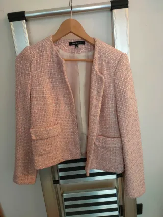Chaqueta traje señora rosa tweed