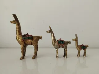 Conjunto 3 llamas bronce decorativas