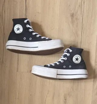 Converse plataforma negras mujer