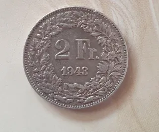 Moneta 2 Franchi Svizzeri 1943 Argento