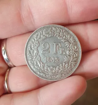 Moneta 2 Franchi Svizzeri 1943 Argento