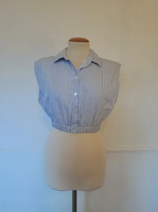 Blusa top rayas azul y blanco