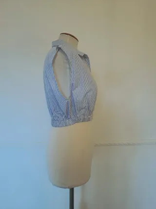 Blusa top rayas azul y blanco