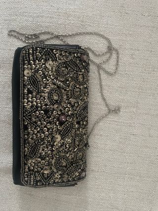 Bolso de fiesta Aïta piel negro y plata