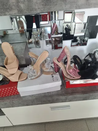 Zapatos de tacón mujer beige y rosa