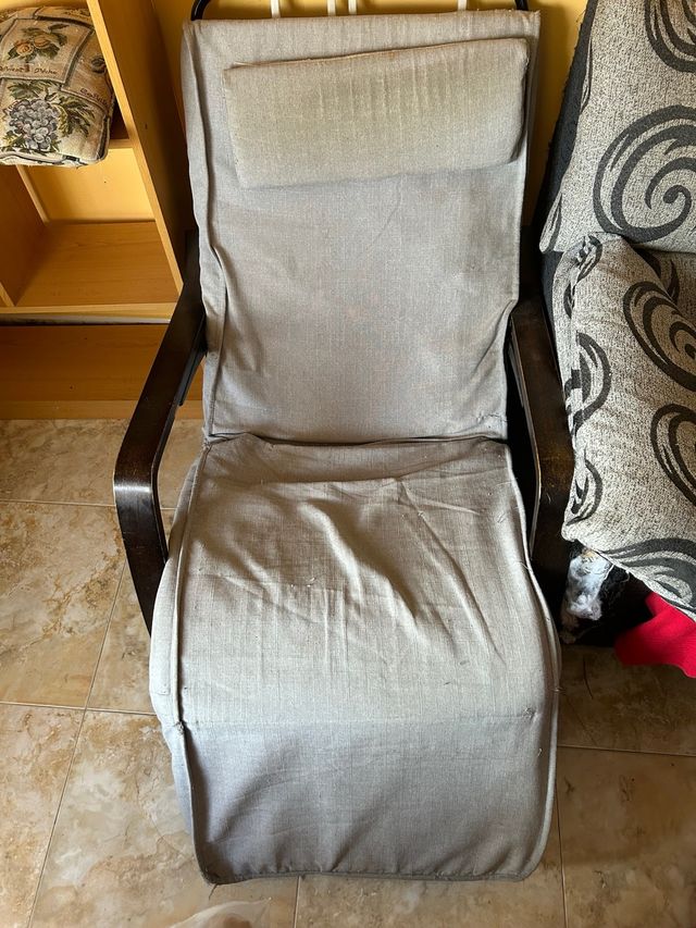 Butaca reclinable tela y madera