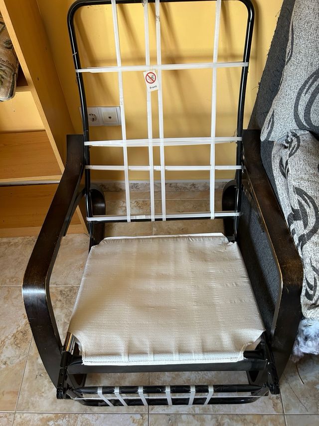 Butaca reclinable tela y madera