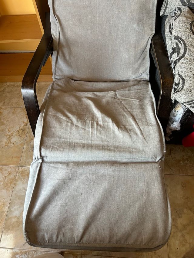 Butaca reclinable tela y madera