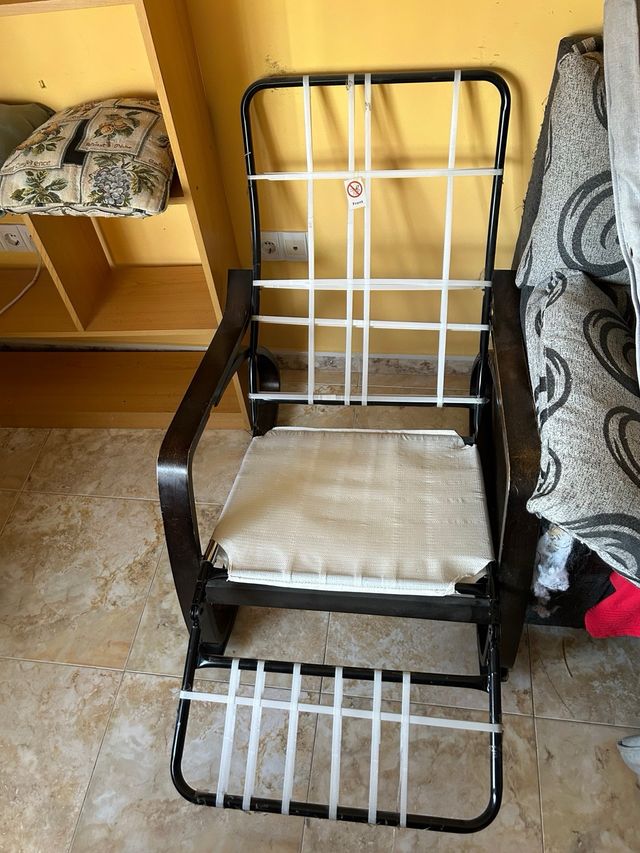 Butaca reclinable tela y madera