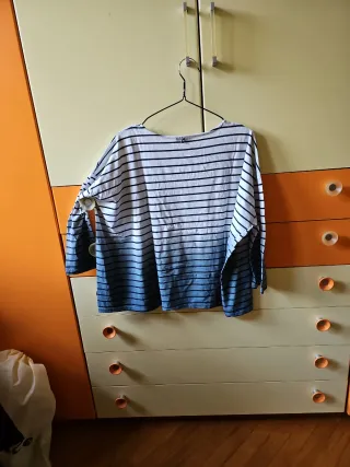 Maglietta cotone over righe sfumate