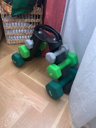 Pesas con soporte 3kg, 5kg y 1kg