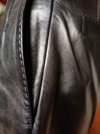 Falda Yves Saint Laurent Piel Negra Vintage